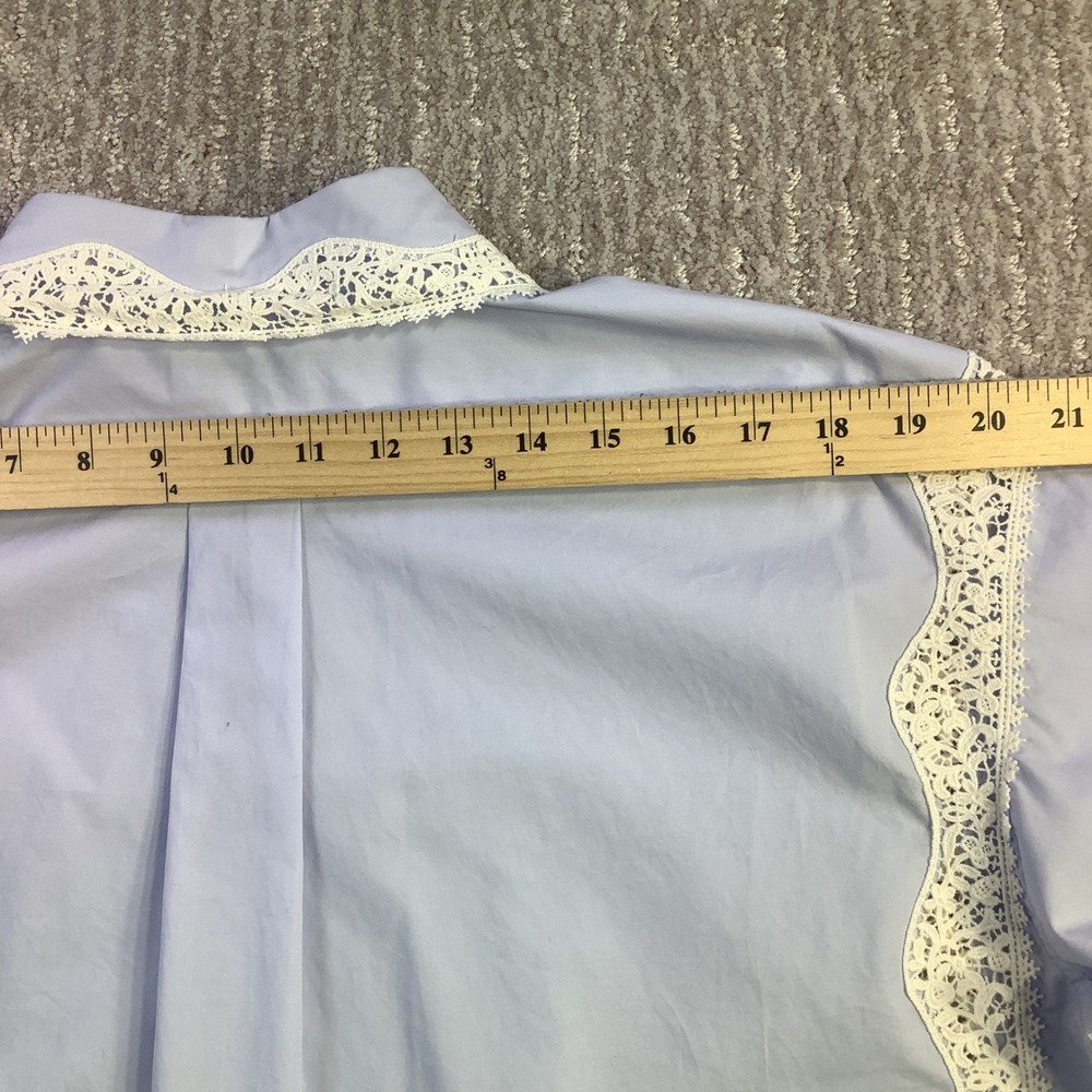Sandro Gaia Light Blue Lace Trim Cropped Cotton Button Down Shirt Size 40 2 NWT - Picture 13 of 14